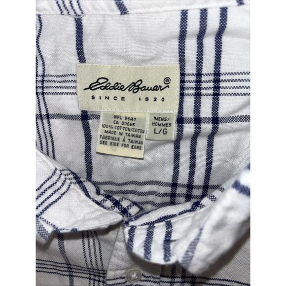 Eddie Bauer Shirt Mens L Blue Plaid Cotton Button Down Long Sleeve Oxford Casual - Picture 3 of 10